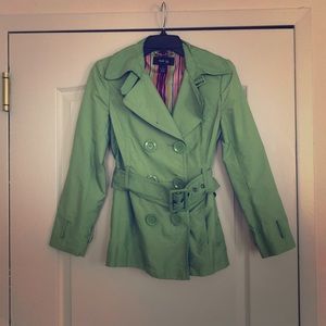 Style & Co Green Nylon Trench Coat